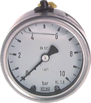 Manomètre WIKA Ø63mm - Inox - Rac. au dos inox - G1/4" - Avec glycérine - (-)1- 0bar - Précision 1.6