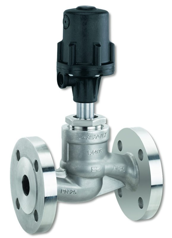 GEMU Glove Valve - 2/2 - NC - DN15 - GN40 - PN12 - Stainless Steel body - PTFE - Pneumatic - +180°C