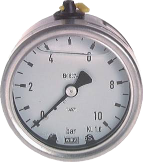 Pressure Gauge Ø63mm - Stainl. Steel and back connex - G1/4'' - With glyc. - 0-16bar - Precis.: 1.6
