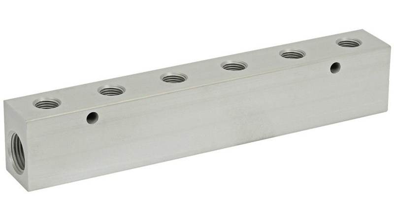 Barrette de répartition / collecteur en aluminium METAL WORK - 2x G1/2" - 6x G1/4" - max. 12 bar