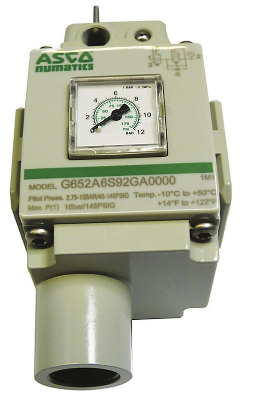Vanne de coupure 3/2 ASCO série 652 - A cde électropneum. - G1/2" - 2,75 à 10 bar - Q:5000l/min