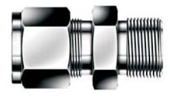 Double ring compression fitting - Connector droit Type SMC - Stainless steel - 6mm - G1/4" M