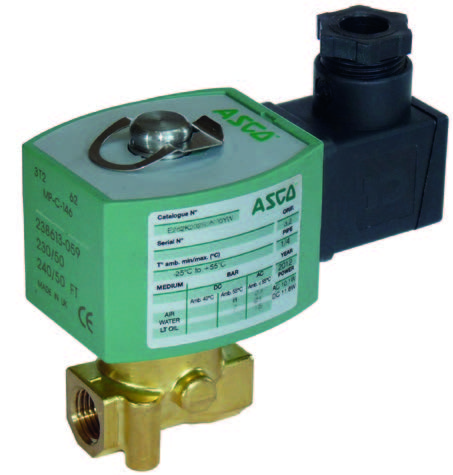 Electrovanne ASCO Série 262 - 2/2 - Laiton - NBR - NO - G1/8" - 24/DC - Sans commande manuelle